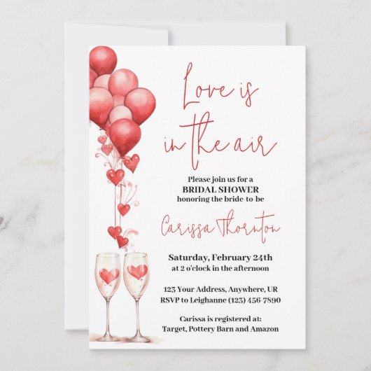 Invitation L'amour est dans l'air Saint-Valentin Cérémonie de (Devant)