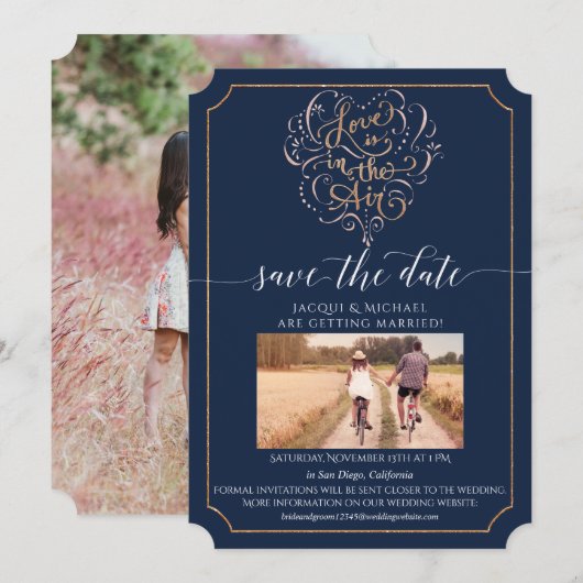 Invitation L'amour est dans l'Air Typographie de script de la (Devant / Derrière)