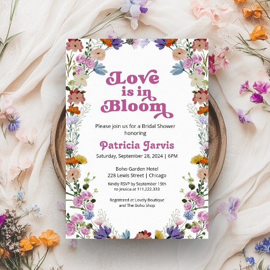 Invitation L'Amour Est Dans Le Fleur sauvage Fête des mariées