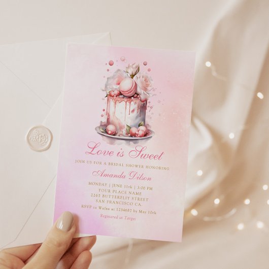 Invitation L'amour est douce aquarelle Fête des mariées de gâ