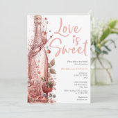 Invitation L'amour est doux Champagne d'été fraises (Debout devant)