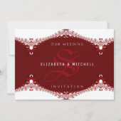 Invitation L'amour est doux Rouge+Blanc Lace Mariage (Devant)
