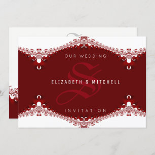Invitation L'amour est doux Rouge+Blanc Lace Mariage