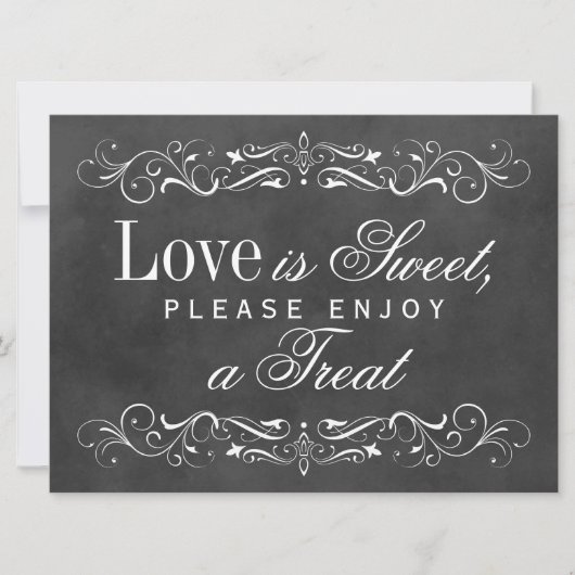 Invitation L'amour est doux Vintage noir Chalkboard Flourish (Devant)