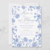 Invitation L'Amour Est En Fête des mariées Bleu & Blanc Fleur (Devant)