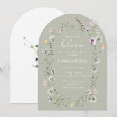 Invitation L'Amour Est En Fête des mariées De Fleur Sage Arc  (Devant / Derrière)