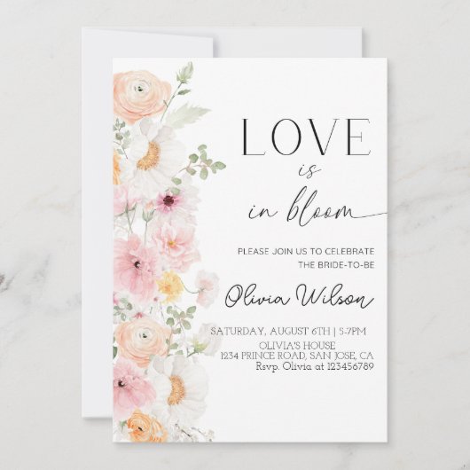 Invitation L'amour est en Fête des mariées fleurie-Fête du ja (Devant)
