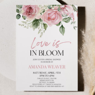 Invitation L'Amour Est En Fête des mariées Fleurie Rose