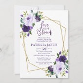 Invitation L'Amour Est En Fête des mariées Florale Violet En (Devant)