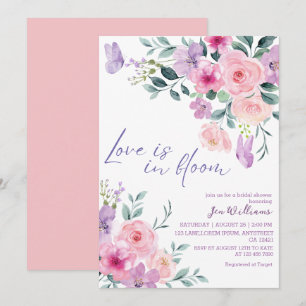 Invitation L'amour est en fleur aquarelle fleurie nuptiale