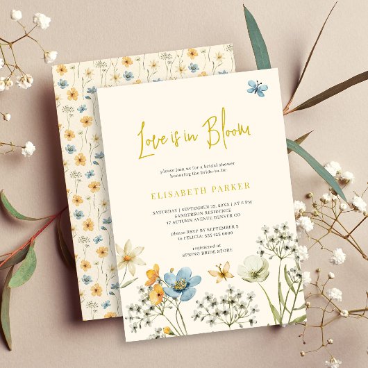 Invitation L'amour est en fleur aquarelle fleurie nuptiale