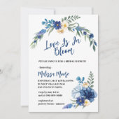 Invitation L'Amour Est En Fleur Aquarelle Royal Bleu Fleur (Devant)