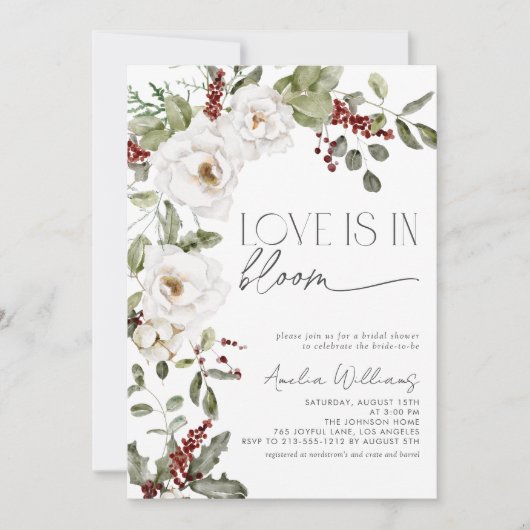 Invitation L'amour est en Fleur Blanche Fleur Blanc Pine Hive (Devant)