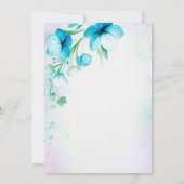Invitation L'amour est en fleur bleu turquoise fleurs douche (Dos)