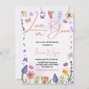 Invitation l'amour est en fleur brunch et bulle douche nuptia
