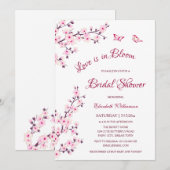 Invitation L'Amour Est En Fleur | Fête des mariées cerise en  (Devant / Derrière)