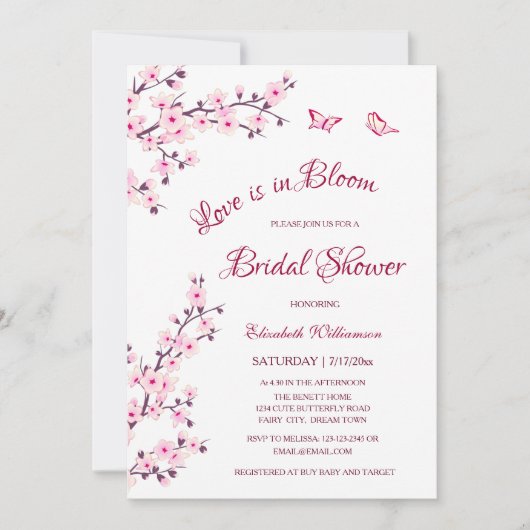 Invitation L'Amour Est En Fleur | Fête des mariées de registr (Devant)