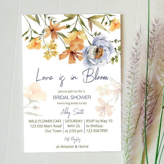 Invitation L'amour est en fleur fleur sauvage nuptiale douche