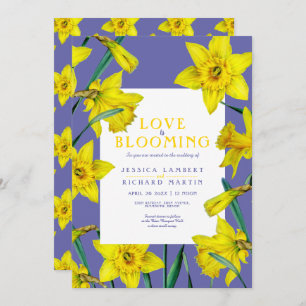 Invitation L'amour est en fleur mariage de jonquilles jaunes