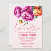 Invitation L'amour est en fleur rose pivoines douche nuptiale (Devant)