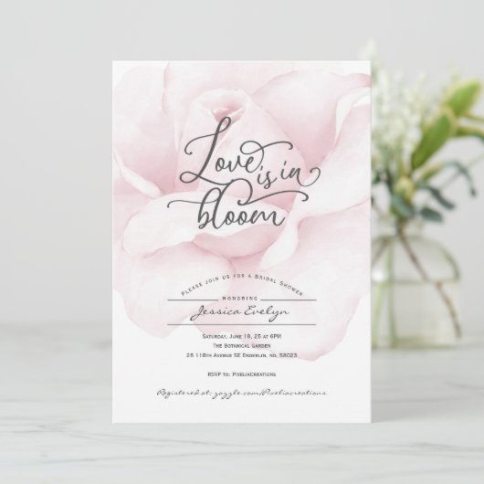 Invitation L'amour est en fleur, rose rosée poussiéreuse, flo (Debout devant)