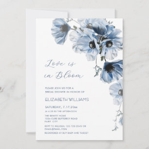 Invitation "L'amour est en fleurs" Blue Floral Baby Shower de