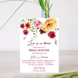 Invitation L'amour est en fleurs bordeaux fleurs nuptiale dou