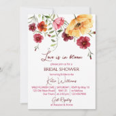 Invitation L'amour est en fleurs bordeaux fleurs nuptiale dou (Devant)