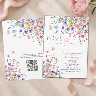 Invitation L'amour est en fleurs Code QR Baby Shower Rose
