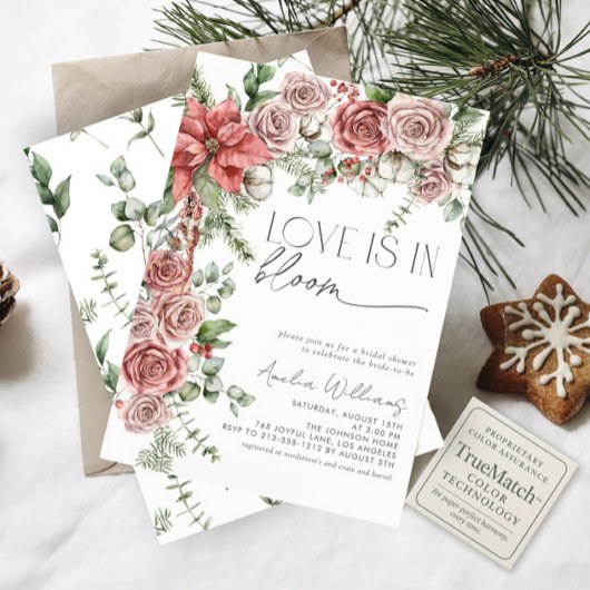 Invitation L'amour est en Fleurs d'hiver du pin rouge en fleu