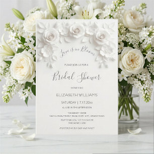 Invitation L'amour est en fleurs   Fleurs de roses 3D