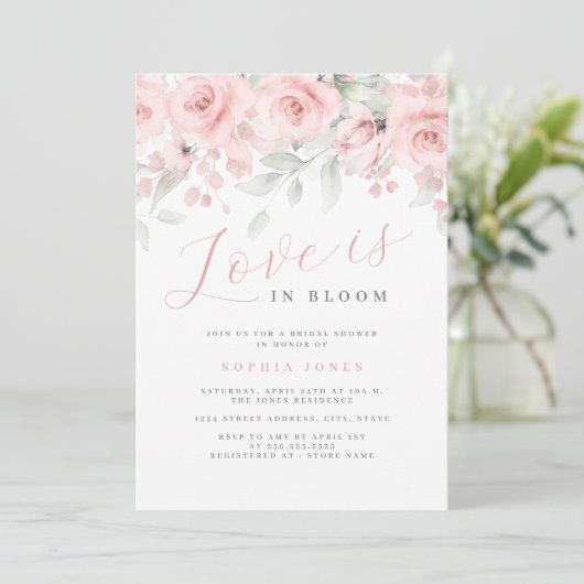 Invitation L'amour est en fleurs Floral Blush Bridal Shove (Debout devant)