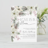 Invitation L'amour est en fleurs hiver Poinsettia Fleurs (Debout devant)