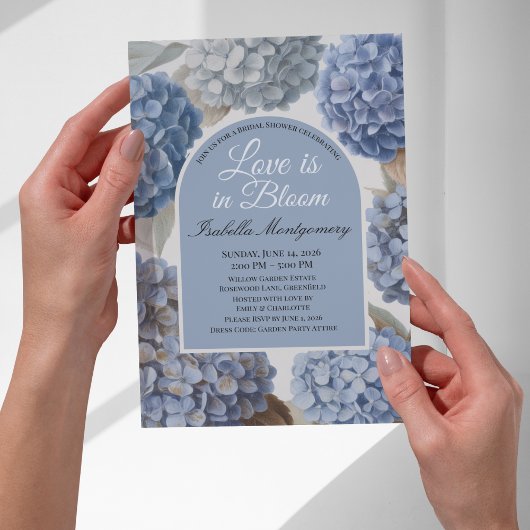 Invitation L'amour est en fleurs Hydrangea Bleu Classique