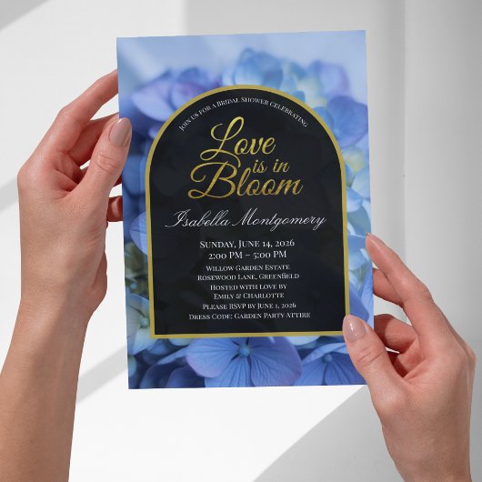 Invitation L'amour est en fleurs Hydrangea Bleu Délicat