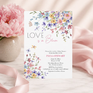 Invitation L'amour est en fleurs Libellules Rose Baby Shower