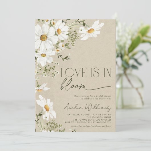 Invitation L'amour est en fleurs Marguerite rustique Fleur sa (Debout devant)