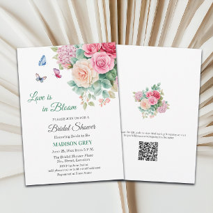 Invitation L'amour est en fleurs Papillons Code QR Baby Showe