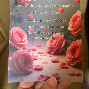 Invitation L'amour est en fleurs Roses roses Mariage romantiq