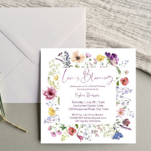 Invitation L'amour est en floraison fleur sauvage boho douche