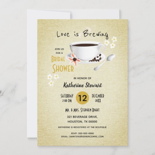 Invitation L'Amour Est En Train De Brûler La Mariée De Café (Devant)