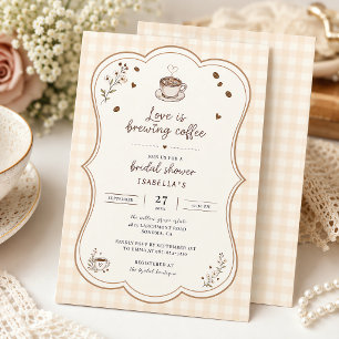 Invitation L'amour est en train de faire du café Beige Rustiq