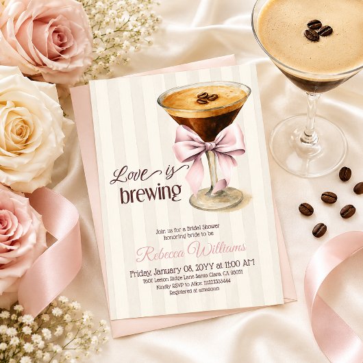 Invitation L'amour est en train de préparer un espresso rose
