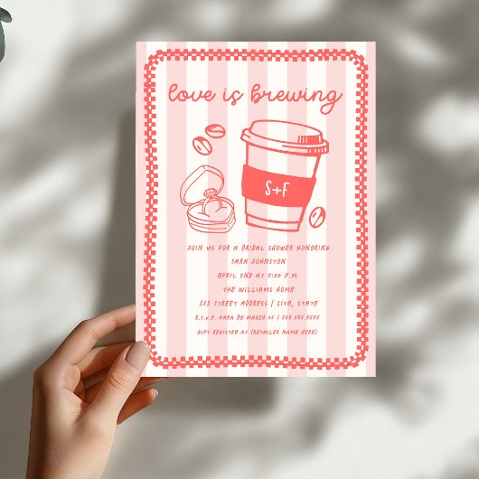 Invitation L'amour est en train de se préparer Doodle Rose Fê