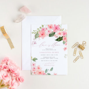 Invitation L'amour est Fleur Sakura rose Fleur Fête des marié