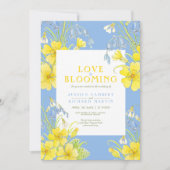 Invitation L'amour est floraison fleur mariage bleu (Devant)