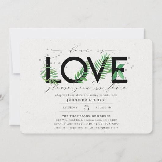 Invitation L'amour est l'amour Tropical verdure Adoption Baby (Devant)