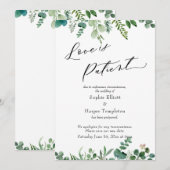 Invitation L'amour est le patient Eucalyptus Postponed Mariag (Devant / Derrière)