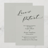 Invitation L'amour est le patient Sage Green Postponed Mariag (Devant / Derrière)