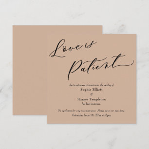 Invitation L'amour est Patient Almond Postponed Mariage Card